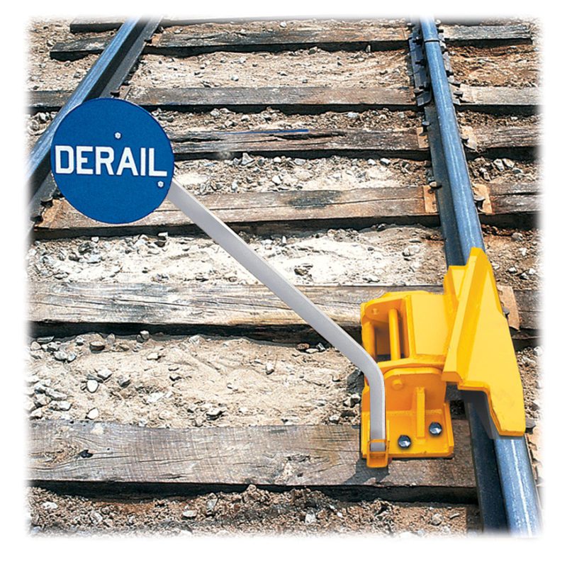 Item #: 4014-02 1-Way Hinged Railroad Derail (Right Throw) with Manual Lift Sign Holder